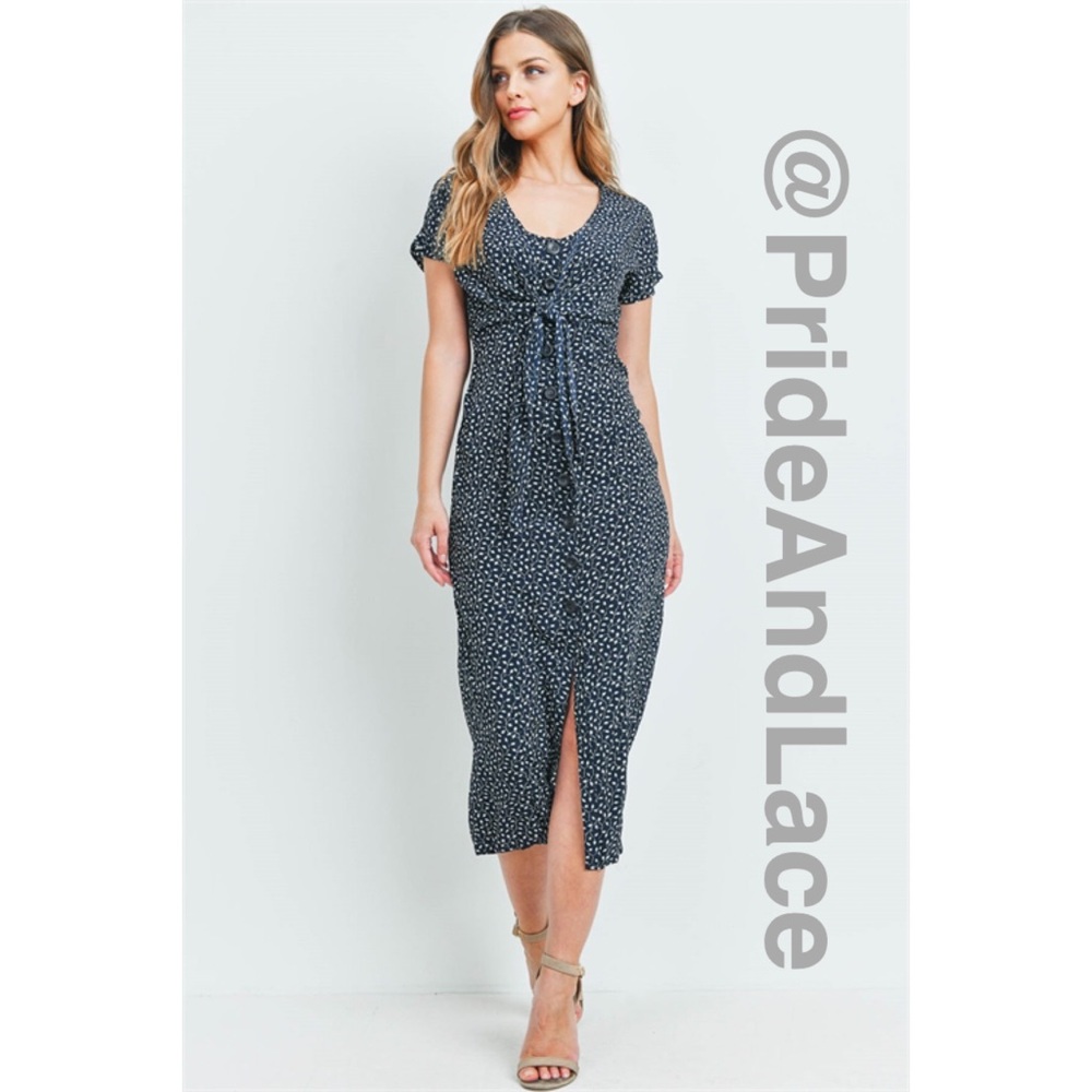 🆕 NAVY BLUE PRINT MIDI DRESS